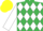 Silk - Emerald green and white diamonds, white sleeves, yellow cap