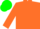 Silk - Orange, orange 'mc' on green shamrock, green cap