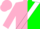 Silk - Pink and green diagonal halves, white sash, pink cap