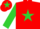 Silk - Red body, lime green star, lime green arms, red cap, lime green star