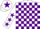 Silk - White and purple check, white sleeves, purple stars, white cap, purple star