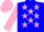Silk - Blue, pink stars, sleeves and cap, pink cap, blue star and peak