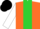 Silk - Orange, lime green panel, black blocks on white sleeves, black cap