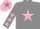 Silk - Grey body, pink star, grey arms, pink stars, pink cap, grey star