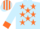 Silk - light blue, orange stars, orange cuffs, orange stripe on cap