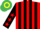 Silk - Red and Black stripes, Black sleeves, Red stars, Emerald Green and Yellow hooped cap