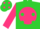 Silk - Lime, lime 'bb' on hot pink ball, lime dots on hot pink sleeves