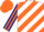 Silk - white, dark blue and orange diagonal stripes, striped sleeves,orange cap