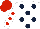 Silk - White, dark blue spots, white sleeves, red spots, red cap