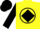 Silk - Yellow, black circle, black diamond on sleeves  black cap