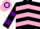 Silk - Black, pink chevrons, black and purple hooped sleeves, pink and purple hooped cap
