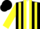 Silk - Black, white stripe, yellow stripes on sleeves, black cap