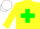 Silk - Yellow body, green saint andre's cross, yellow arms, white cap