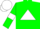 Silk - Green, white triangle, white armlets on sleeves, white cap, green peak