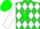 Silk - Lime green, white diamonds,  green diamond on white sleeves, green cap