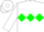 Silk - White, green diamond hoop on front, green diamond emblem on back