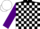 Silk - Black and white check,purple sleeves, black and white checked cap, purple peak