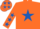 Silk - ORANGE, royal blue star & stars on sleeves, orange cap, royal blue stars