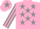 Silk - Pink, grey stars, grey and pink striped sleeves, pink cap, grey star