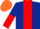 Silk - Dark blue, red stripe, halved sleeves, orange cap