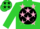 Silk - Lime green, black ball, pink stars on lime green sleeves