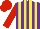 Silk - Purple and yellow stripes, red sleeves and cap