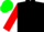 Silk - Blackandyellow diagonal stripes, red slvs,green collarandcuffs,blackandyellow qtd cap,green peak