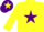 Silk - YELLOW, purple star, yellow slvs, purple cap, yellow star