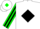 Silk - White, green 'r' in diamond frame, green and black diamond stripe on sleeves