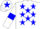 Silk - White, blue stars, blue armlets, white cap, blue star