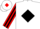 Silk - White, red 'f/r' in blac diamond frame, red and black diamond stripe on sleeves