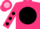 Silk - Hot pink, pink 'cc' in black ball, black dots on sleeves