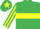 Silk - Emerald green, yellow hoop, striped sleeves, yellow star on cap