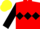 Silk - Red, Black triple diamond, sleeves, Yellow cap