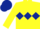 Silk - Yellow body, dark blue diamond hoop, yellow arms, dark blue cap