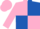 Silk - Dayglo pink and royal blue quartered, royal blueandwhite striped sleevesand cap, dayglo pink peak