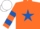 Silk - Orange, royal blue star, hooped sleeves, white cap