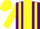 Silk - purple, yellow stripe, yellow stripes on sleeves and cap
