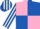 Silk - pink and royal blue quartered, royal blue and white striped sleeves and cap