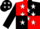 Silk - Red, black quarters & white 'tg'  white 'tg' in black horseshoe, white stars on black sleeves