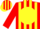 Silk - Red, red 'mp' on yellow ball, yellow stripes on red sleeves
