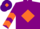 Silk - Royal purple, orange diamond frame and 'a', orange chevrons on sleeves, purple cap, orange diamond and 'a'
