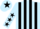 Silk - light blue and  black stripes, black stars on sleeves, black star on cap
