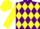 Silk - Purple, yellow band of diamonds, diamond sleeves, bright yellow cap