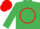 Silk - Emerald green, red circle, emerald cap