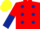 Silk - Red, Dark Blue spots, halved sleeves, Yellow cap