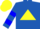 Silk - Royal blue, yellow triangle, yellow sleeves, blue hoop, yellow cap