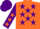 Silk - Orange, purple stars, purple sleeves, orange stars, purple cap