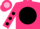 Silk - Hot pink, pink 'cc' on black ball, black dots on sleeves