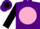 Silk - Purple, black 'c' on pink ball, pink bars on black slvs